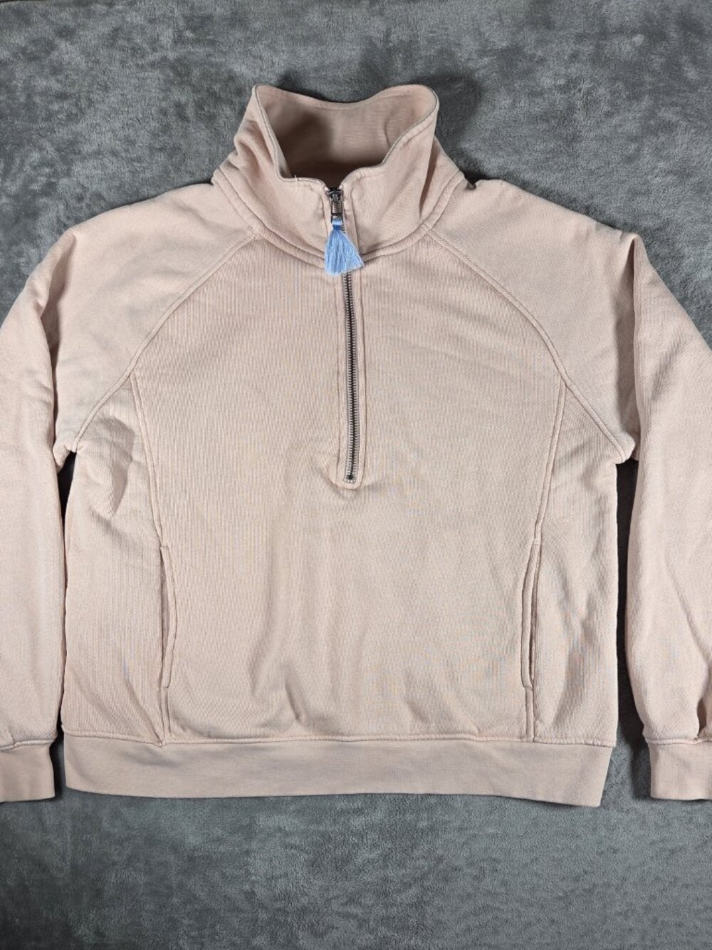 Hatley Pink Mock Neck Quarter-Zip French Terry Pullover Sweatshirt S/P